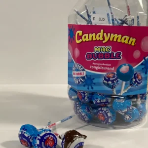 Candyman mac bubble lolly tongkleurend
