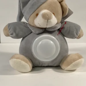 Knuffelbeer met lampje in buik (grijs)