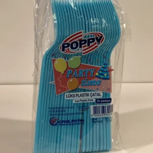 Poppy Plastic vorkjes blauw (25 stuks)